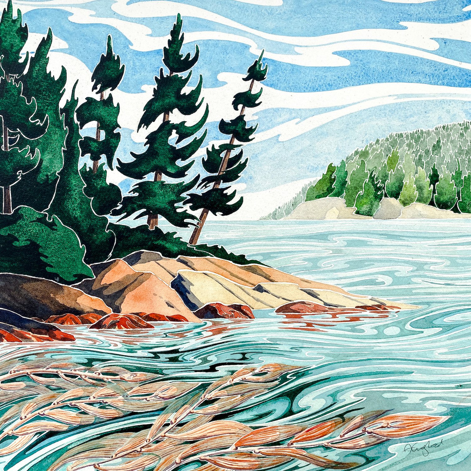 Flowing on the Tide 12" x 12"